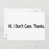 Hoi. Het kan me niet schelen. Bedankt. Briefkaart (Voorkant / Achterkant)