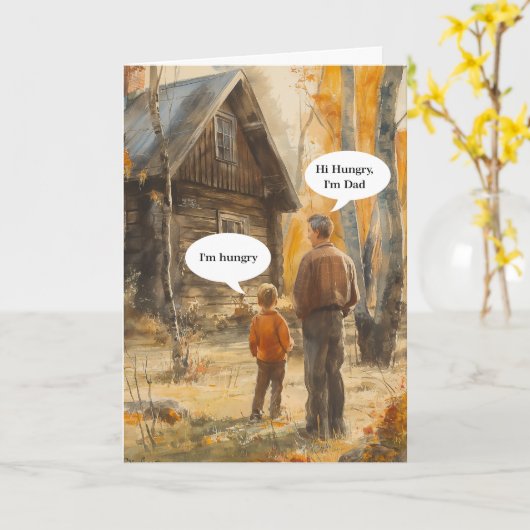 Hoi hongerig, ik ben pap Vaderdag Kaart (Gele Bloem)