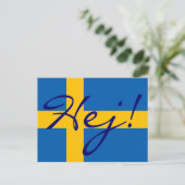 Hoi in Zweeds Hej! Zweeds Briefkaart (Staand voorkant)
