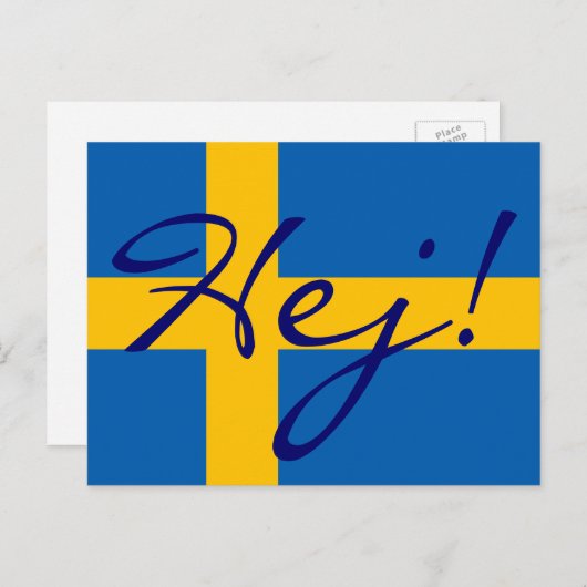 Hoi in Zweeds Hej! Zweeds Briefkaart (Voorkant / Achterkant)