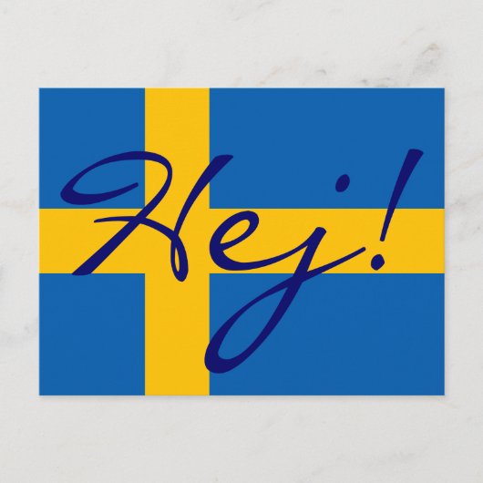 Hoi in Zweeds Hej! Zweeds Briefkaart (Voorkant)