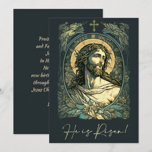 Hoi is Risen. Art Nouveau Jesus Painting Feestdagenkaart