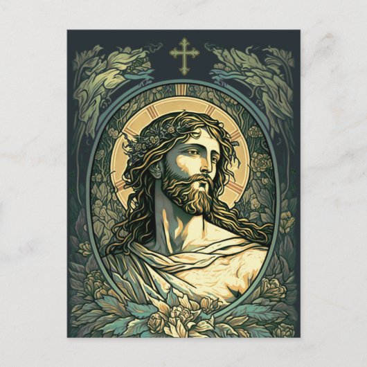 Hoi is Risen. Art Nouveau Jesus Painting Feestdagenkaart (Voorkant)