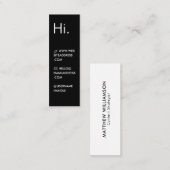 Hoi | Modern Minimal Zwart-wit Mini Visitekaartje (Voorkant / Achterkant)