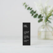 Hoi | Modern Minimal Zwart-wit Mini Visitekaartje (Staand voorkant)