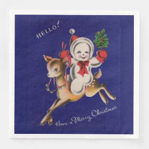 Hoi! Snowman met kerst op rendier Servet