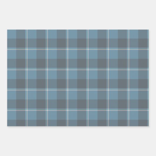 Hoki Blue and Shuttle Gray Plaid Inpakpapier Vel (Voorkant 3)