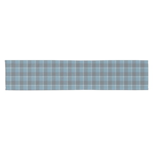 Hoki Blue and Shuttle Gray Plaid Korte Tafelloper (Horizontaal)