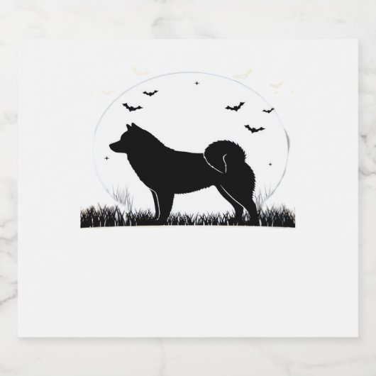 Hokkaido Dog � Halloween Moon Silhouette Classic T Sparkling Wijnetiket (Enkel label)
