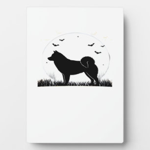 Hokkaido-hond � Halloween-maansilhouet klassieke T Fotoplaat