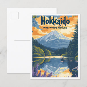 Hokkaido Japan Kunst Reizen Illustratie Briefkaart