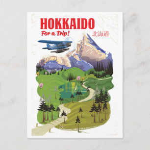 Hokkaido japan vintage vintage stijl reisposter briefkaart