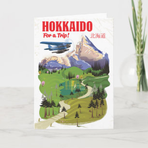 Hokkaido japan vintage vintage stijl reisposter feestdagen kaart