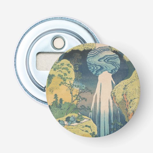 Hokusai Amida Herfsten Japan Waterval Button Flesopener (Voorkant)