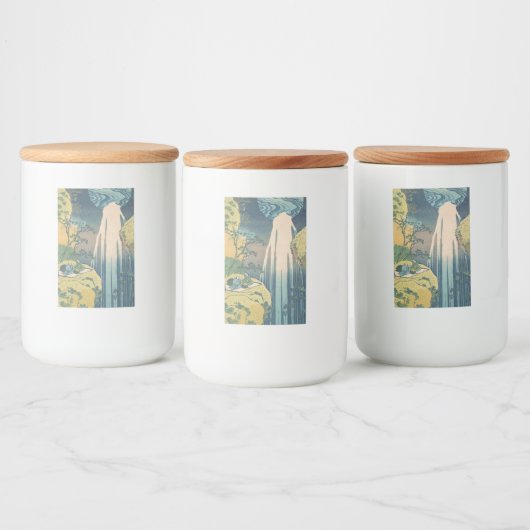 Hokusai Amida Herfsten Japan Waterval Voedselcontainer Etiket (Flessen)