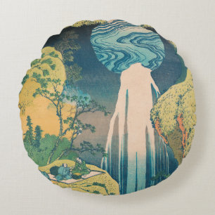 Hokusai Amida-watervallen Japan Waterval Rond Kussen