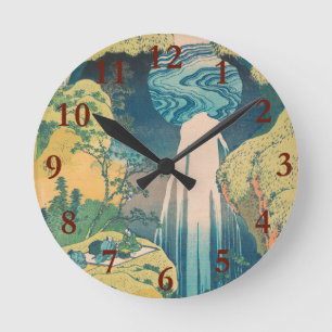 Hokusai Amida-watervallen Japan Waterval  Ronde Klok