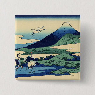 Hokusai Art-schildergebergte Vierkante Button 5,1 Cm