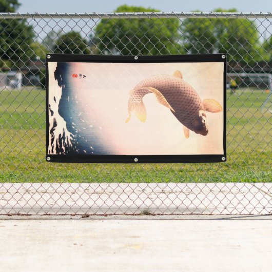 HOKUSAI BARRE JAPONAISE EN BOIS IMPRIMER Bannière  (En situation)