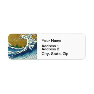 Hokusai Big Wave Japan Vintage Ocean Etiket