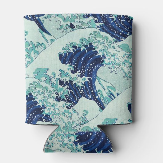 Hokusai Blue Waves Pattern Blikjeskoeler (Achterkant)