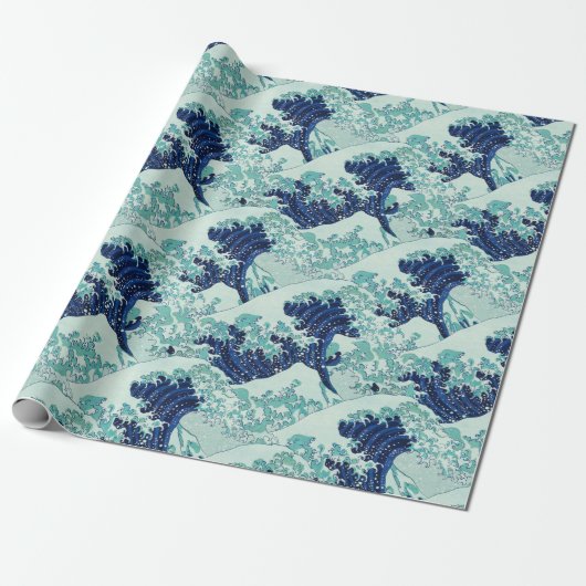 Hokusai Blue Waves Pattern Cadeaupapier (Uitgerold)