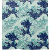 Hokusai Blue Waves Pattern Douchegordijn (Voorkant)