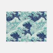 Hokusai Blue Waves Pattern Fleece Deken (Voorkant (Horizontaal))