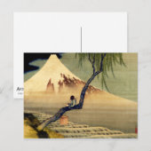 Hokusai Boy Bekijkend de berg Fuji Japanse Vintage Briefkaart (Voorkant / Achterkant)