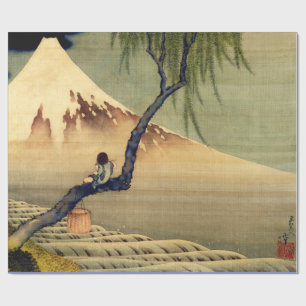 Hokusai Boy Bekijkend de berg Fuji Japanse Vintage Cadeaupapier