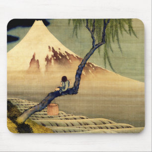 Hokusai Boy Bekijkend de berg Fuji Japanse Vintage Muismat