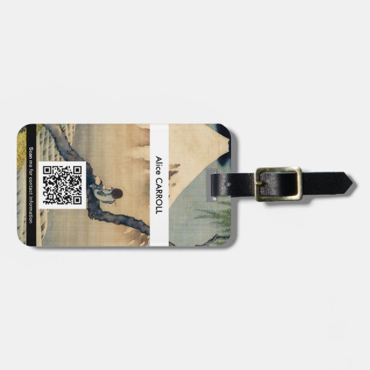 Hokusai - Boy Viezing Mount Fuji - QR Code Bagagelabel (Voorkant horizontaal)