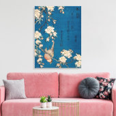 Hokusai Bullfinch en Weeping Cherry GalleryHD Canvas Afdruk (Insitu (Woonkamer))
