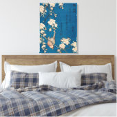Hokusai Bullfinch en Weeping Cherry GalleryHD Canvas Afdruk (Insitu (Slaapkamer))
