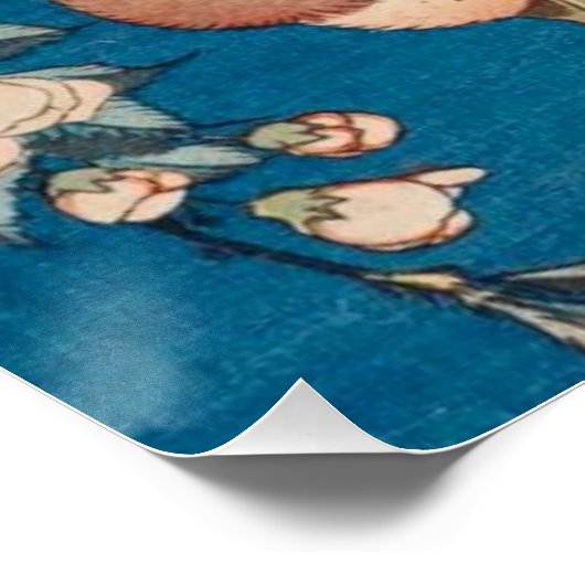 Hokusai Bullfinch en Weeping Cherry GalleryHD Perfect Poster (Hoek)