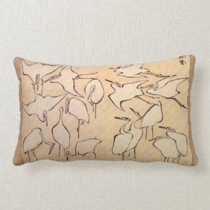 Hokusai Crane Lumbar Pillow Kussen