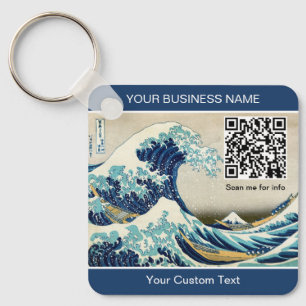 Hokusai - De Grote Golf van Kanagawa - QR-code Sleutelhanger