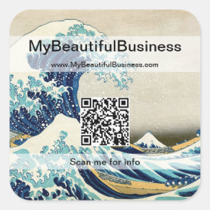 Hokusai - De Grote Golf van Kanagawa - QR-code Vierkante Sticker