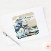 Hokusai - De Grote Golf van Kanagawa - QR-code Vierkante Sticker (Envelop)
