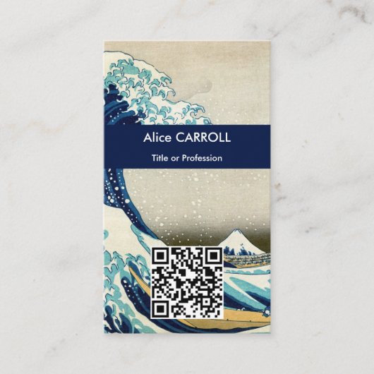 Hokusai - De Grote Golf van Kanagawa - QR-code Visitekaartje (Voorkant)