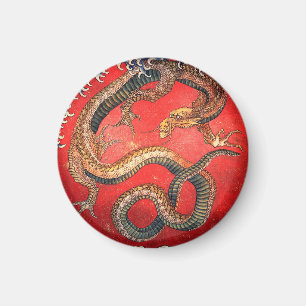 Hokusai Dragon Japanse Vintage Katsushika Hokusai Magneet