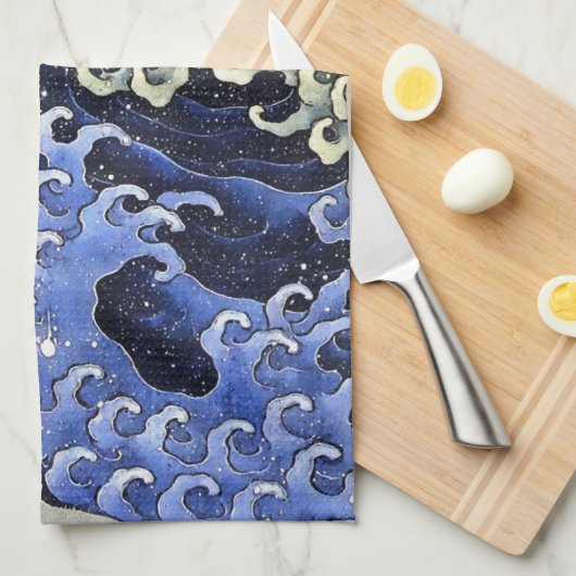 Hokusai Feminine Wave Japan Fine Art Theedoek (Quarter Fold)