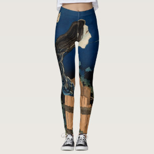HOKUSAI GHOST WOODBLOCK PRINT GEDRUKTE LEGGINGS