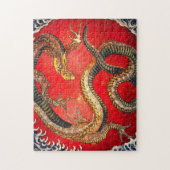Hokusai Gold Dragon Japonais Puzzle (Vertical)