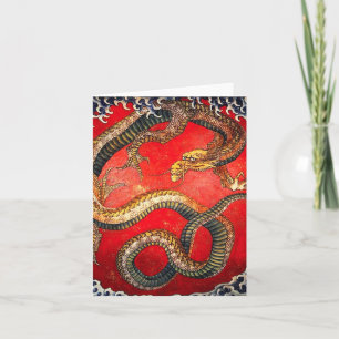 Hokusai Gold Japanse Dragon Note Card Kaart