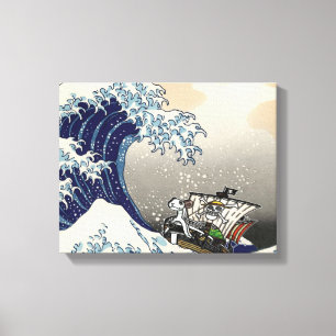 Hokusai golven Premium Wrapped Canvas (Glans) Afdruk