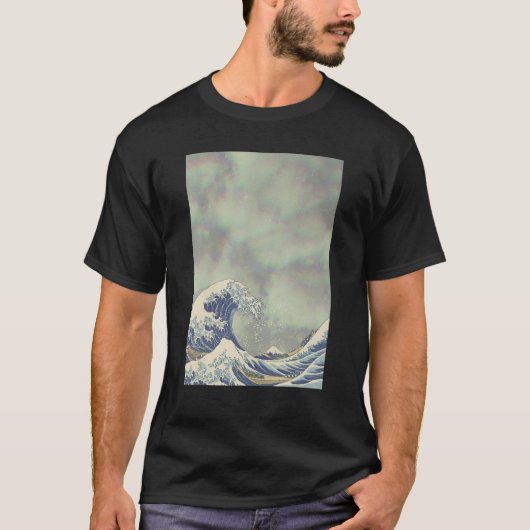 Hokusai Great Wave on Grunge Clouds T-shirt (Voorkant)