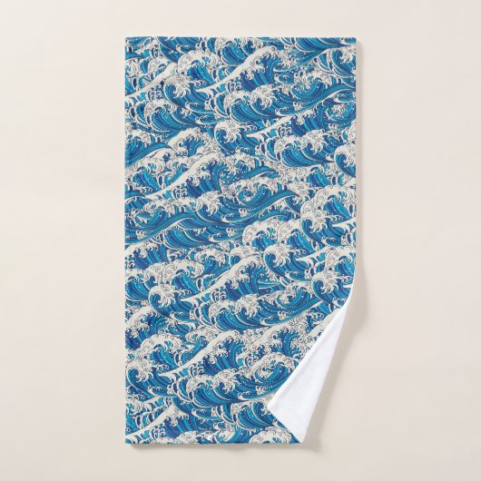 Hokusai Great Wave Pattern Nautische Blauwe Oceaan Handdoek (Handdoek)