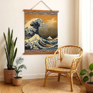 Hokusai Grote Golf voor Kanagawa Oude Japanse Kuns Hangend Wandkleed