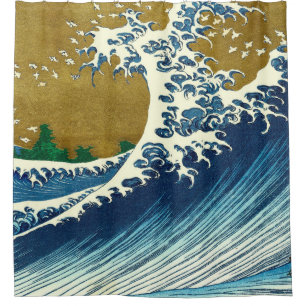 Hokusai Grote Golfpatroon: Japanse Ukiyo-e Kunst Douchegordijn